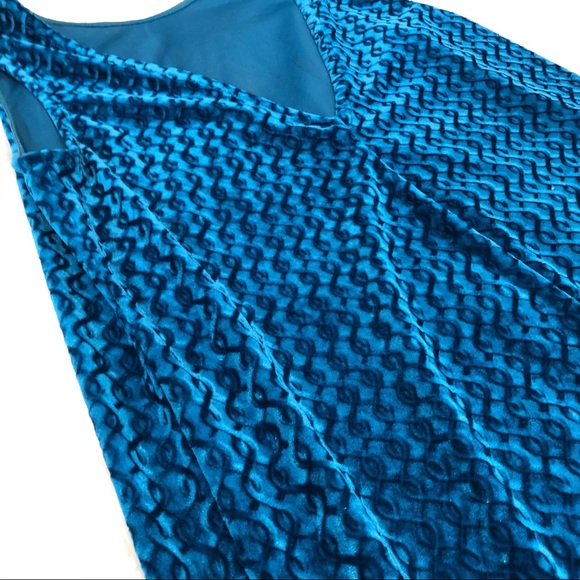 Topshop Blue Velvet Dress with Fringe Size 4/S - Picture 8 of 8